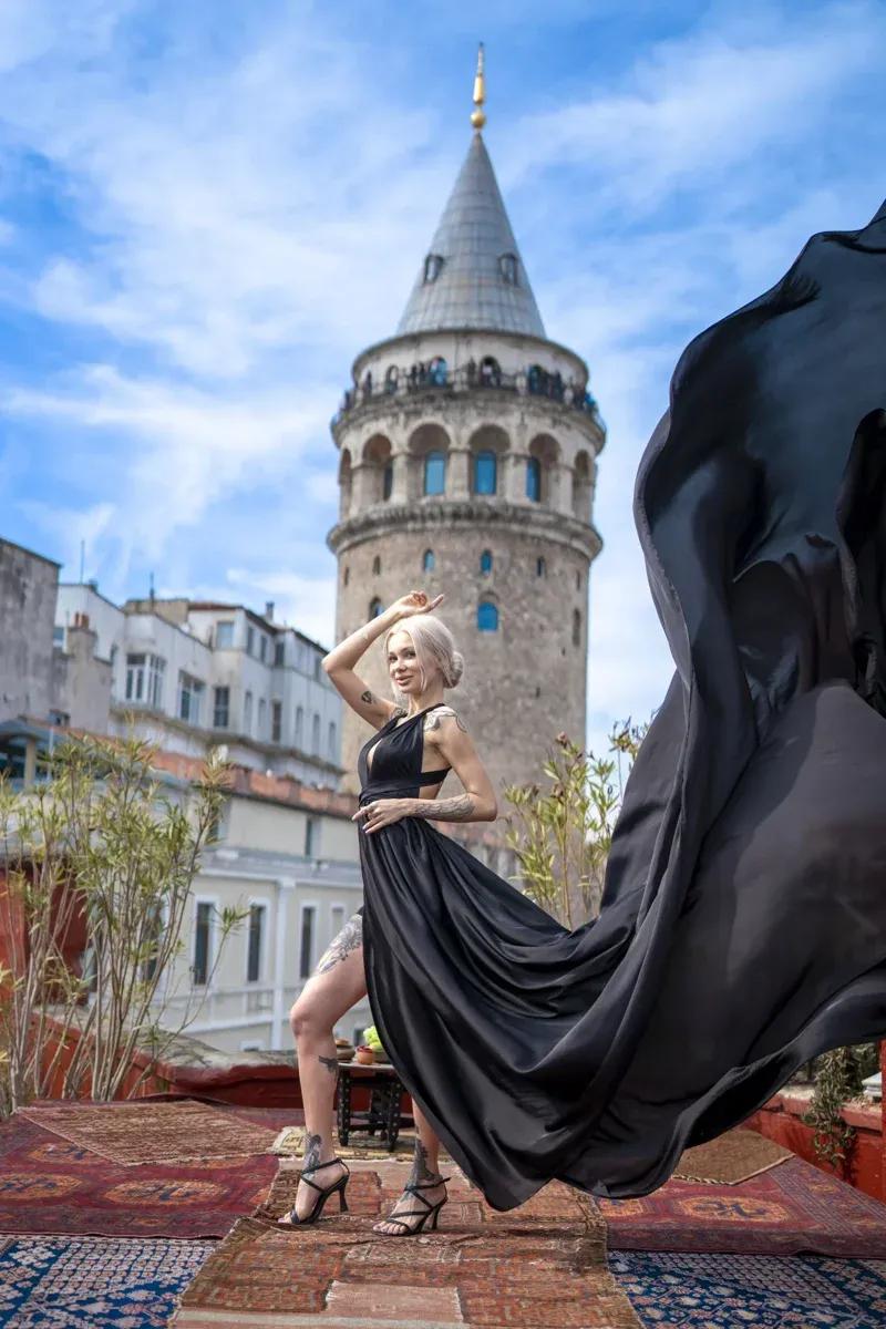 Rooftop Galata: Flying Dress Photoshoot Experience